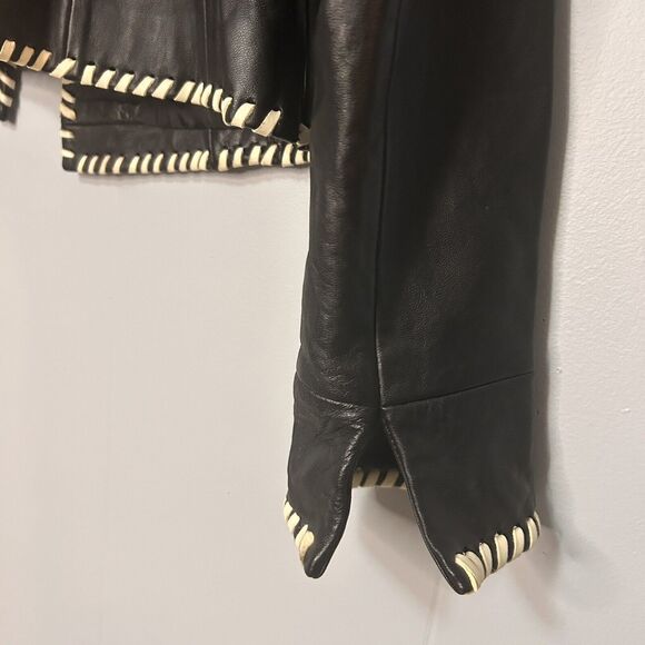 Vintage D2K Leather Jacket 1990s Y2K Leather Coat Small - Picture 4 of 6